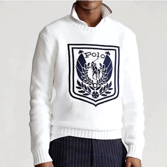 Mens Polo Ralph Lauren Embroidered Crest Knit Sweater - Picture 1 of 2